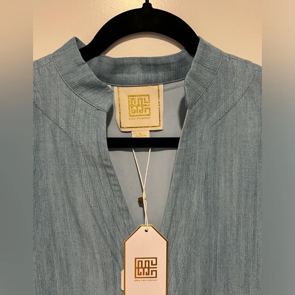 Emily McCarthy Denim woman’s dress Large NEW Blue Puff Sleeve Dress - Picture 5 of 11